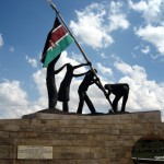 Statue of Kenyan flag raising at Independence