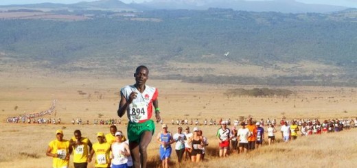 Lewa Marathon runners with Mt Kenya in the background